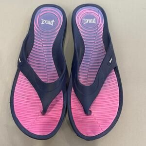 Everlast Womens Size Large 9/10 Flip Flops Pink Purple Blue Ombre Slip On